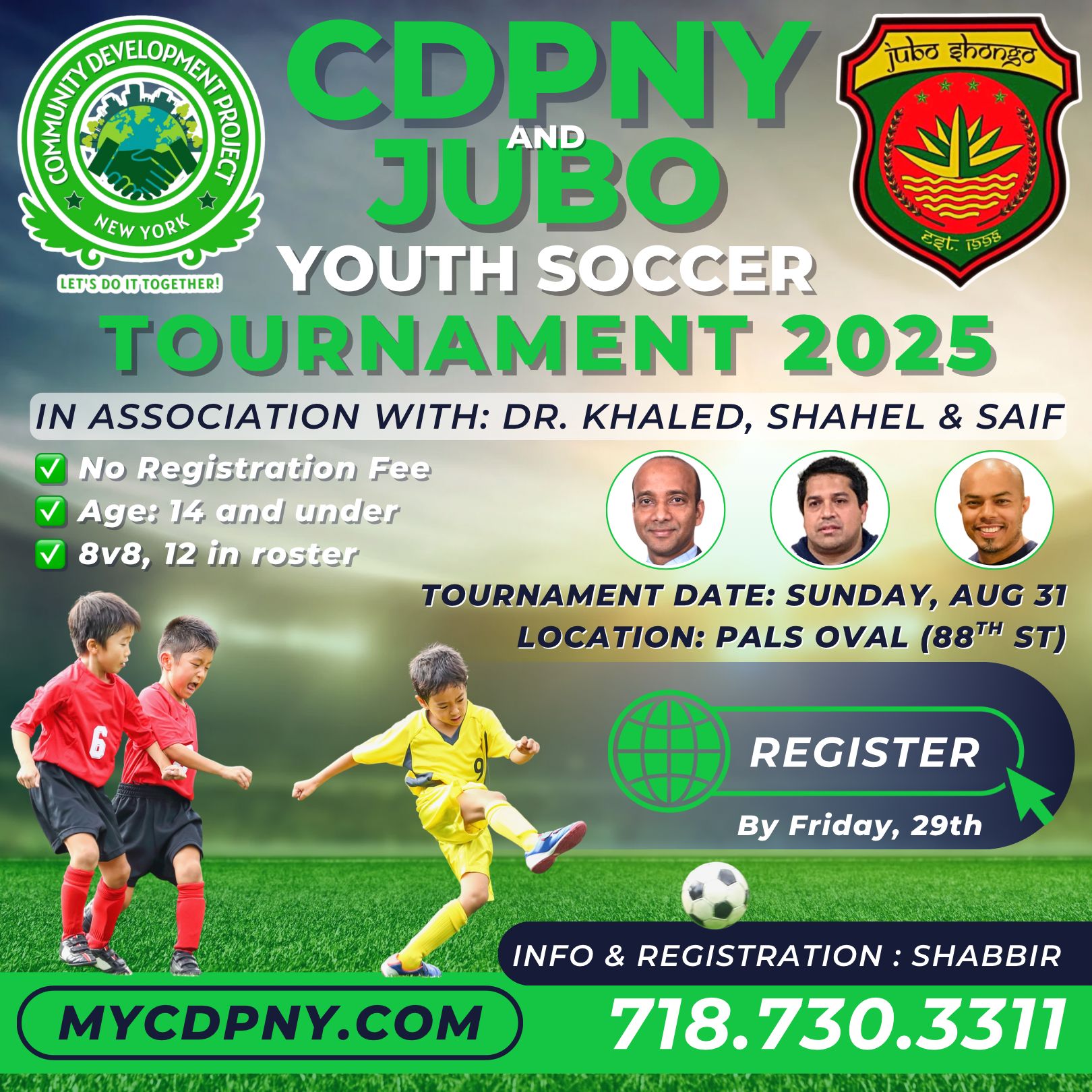 CDPNY & JUBO Youth Soccer Tournament 2025 poster